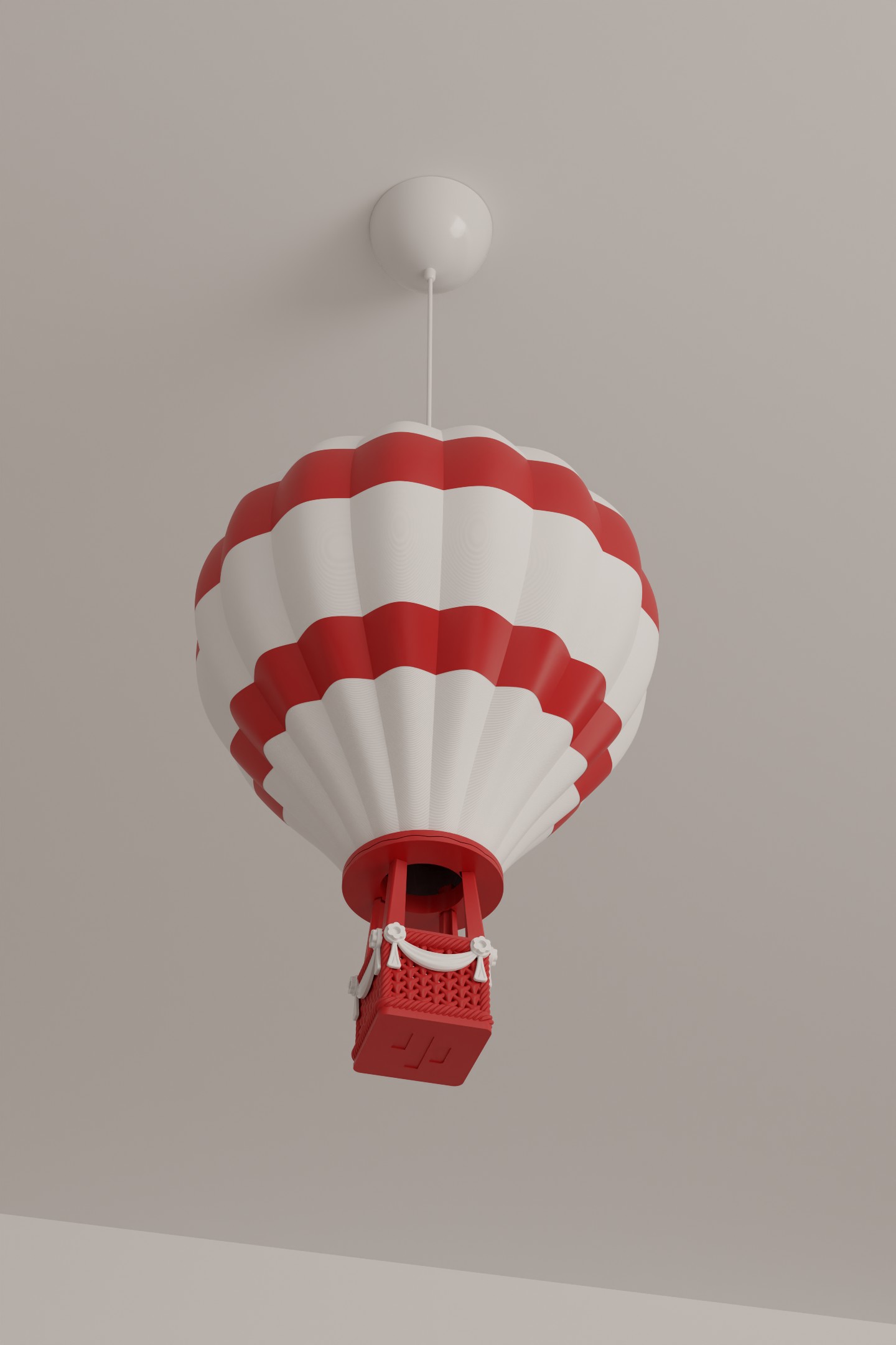 Kırmızı Sıcak Hava Balonu Avize yandan görünüm